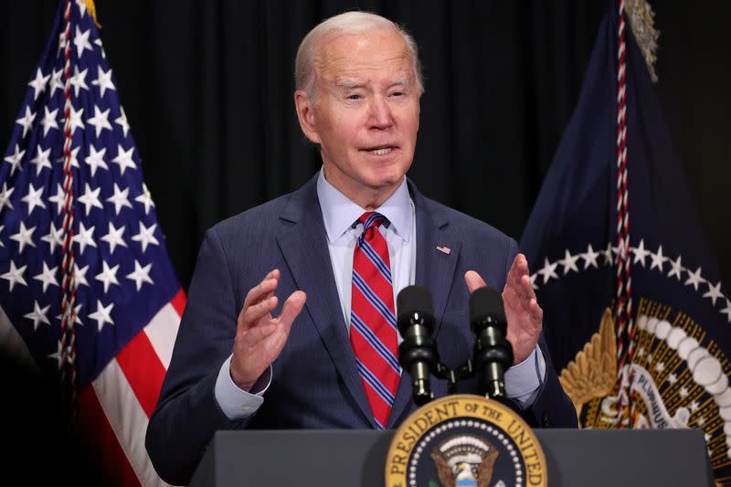 U.S. President Biden delivers remarks following a hostages-prisoners swap deal between Hamas and Israel, in Nantucket