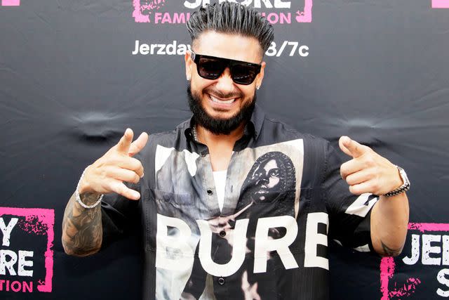 <p>Santiago Felipe/Getty</p> Paul "Pauly D" DelVecchio attends MTV's Jersey Shore Family Vacation NYC Premiere Party at Hard Rock Hotel New York on August 02, 2023 in New York City.