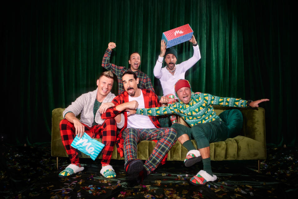 The Backstreet Boys have teamed up with MeUndies for a limited-edition holiday <a href="https://wwd.com/tag/innerwear/" rel="nofollow noopener" target="_blank" data-ylk="slk:innerwear" class="link ">innerwear</a> and sleepwear collection.