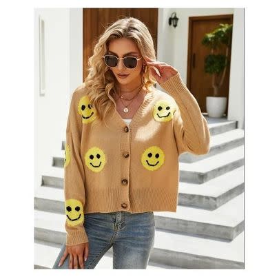 Smiley button-up sweater 