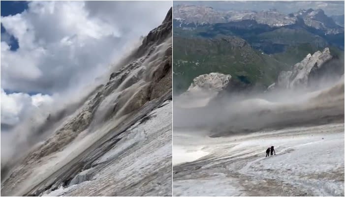 阿爾卑斯山區冰川崩落造成至少6人喪命。（圖／翻攝自Twitter／@aametsoc）
