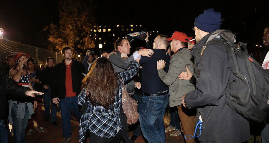 Rival protesters clashed heavily outside of the White House in Washington DC. Photo: AFP/Getty