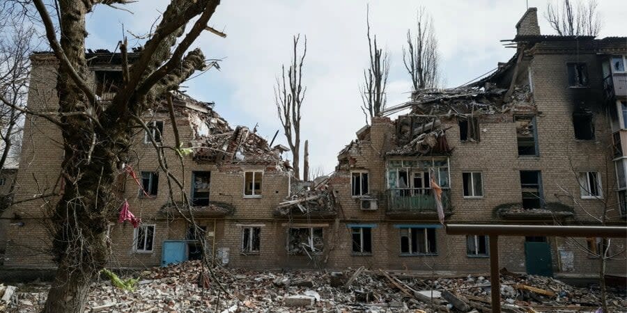 A destroyed house in Avdiivka