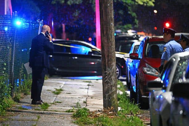 Police work the scene of a shooting on 3 July 2023 in Philadelphia, Pennsylvania (Getty Images)