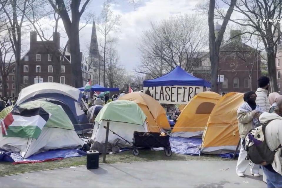 A tent city popped up at Harvard University on Wednesday while Princeton University students were gearing up for their own. Loudlabs