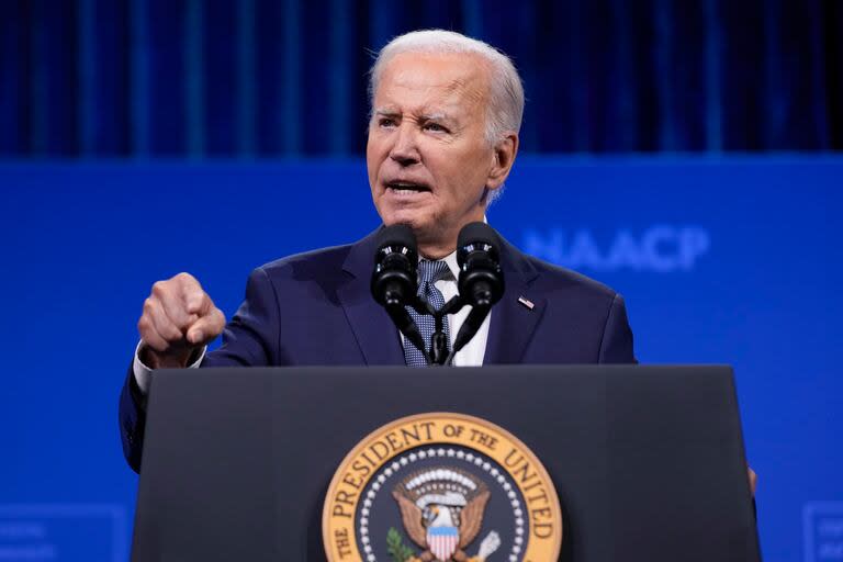 El presidente Joe Biden habla durante un evento en Las Vegas, el 16 de julio de 202