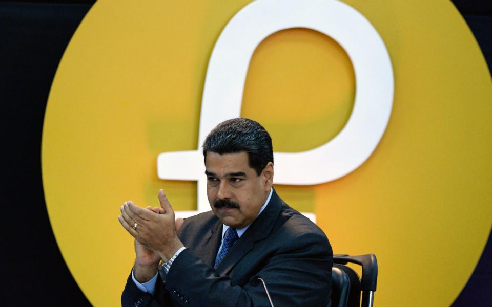 Nicolas Maduro, president of Venezuela, during the launch of an oil-backed cryptocurrency called petro - AFP