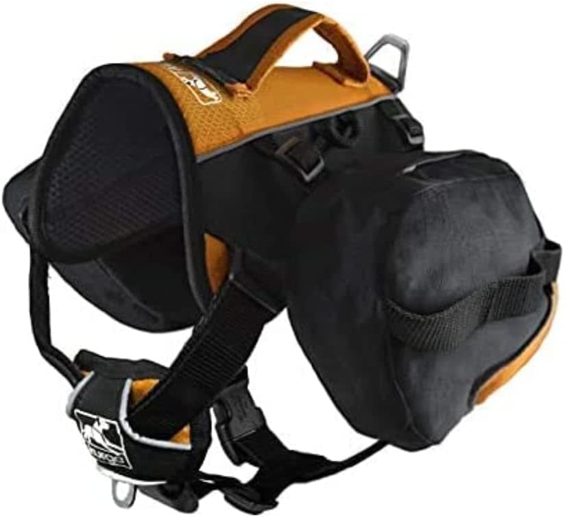 Kurgo Dog Saddlebag Backpack in orange and black