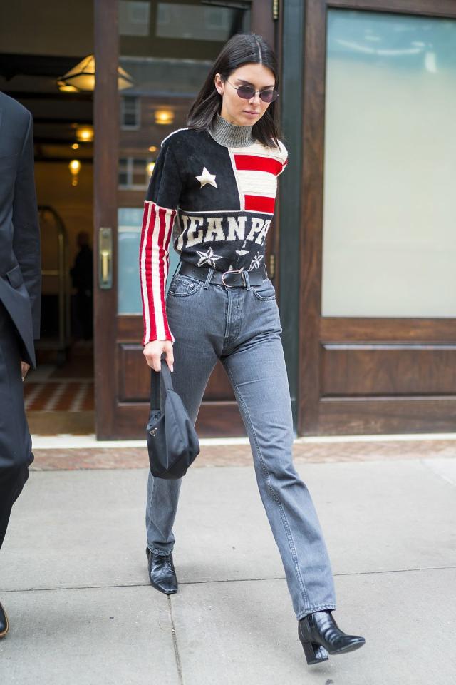 Kendall Jenner wears leather pants #lookbook