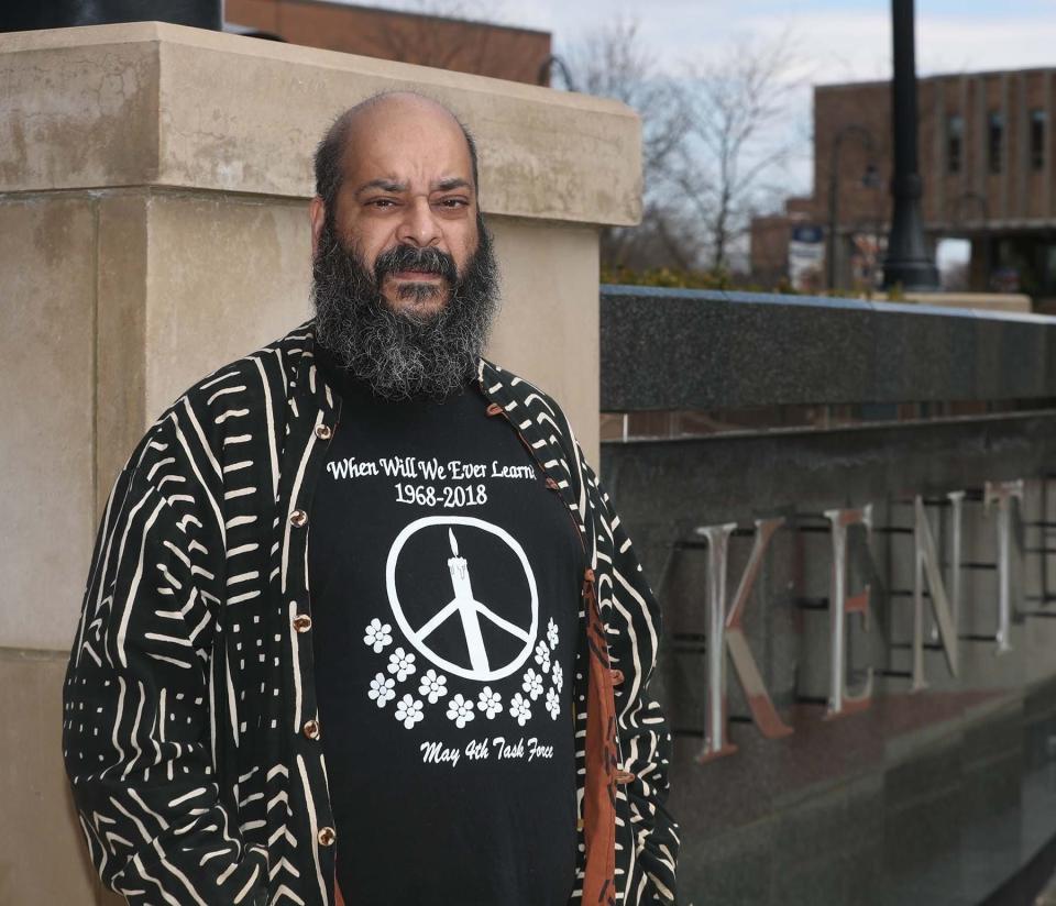 Idris Kabir Syed, an associate professor in Kent State’s Department of Pan-African Studies and faculty adviser for Students for a Democratic Society, on the campus of Kent State University on Saturday, April 11, 2020, in Kent, Ohio.