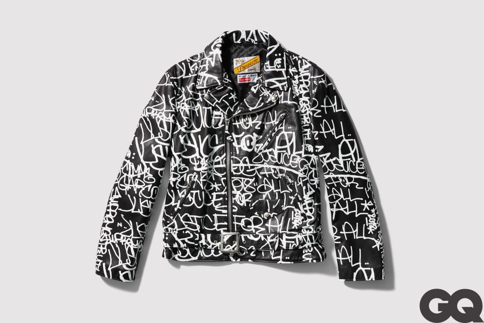 Supreme/Comme des Garçons SHIRT Schott painted Perfecto leather jacket, fall-winter 2018.