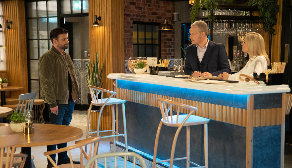 FROM ITV

STRICT EMBARGO - No Use Before Tuesday 10th January 2023


Coronation Street - Ep 1085455

Wednesday 18th January 2023

Nick Tilsley [BEN PRICE] confronts Damon [CIARAN GRIFFITHS] and asserts that he wonâ€™t allow drugs in the bistro. Damon spells out that heâ€™s no choice unless he wants Leanne Battersby [JANE DANSON] to find out where the money came from. 

Picture contact - David.crook@itv.com

Photographer - Danielle Baguley

This photograph is (C) ITV Plc and can only be reproduced for editorial purposes directly in connection with the programme or event mentioned above, or ITV plc. Once made available by ITV plc Picture Desk, this photograph can be reproduced once only up until the transmission [TX] date and no reproduction fee will be charged. Any subsequent usage may incur a fee. This photograph must not be manipulated [excluding basic cropping] in a manner which alters the visual appearance of the person photographed deemed detrimental or inappropriate by ITV plc Picture Desk. This photograph must not be syndicated to any other company, publication or website, or permanently archived, without the express written permission of ITV Picture Desk. Full Terms and conditions are available on  www.itv.com/presscentre/itvpictures/terms
