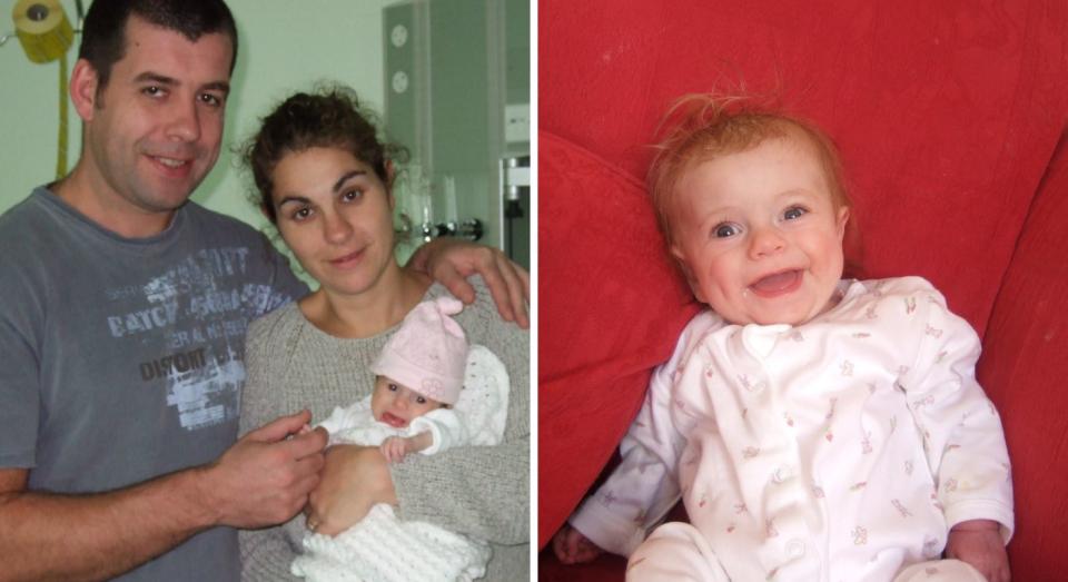 Liz and Dave Curtis with their daughter Lily, who died as a result of Mitochondrial Disease in 2007. (Supplied)