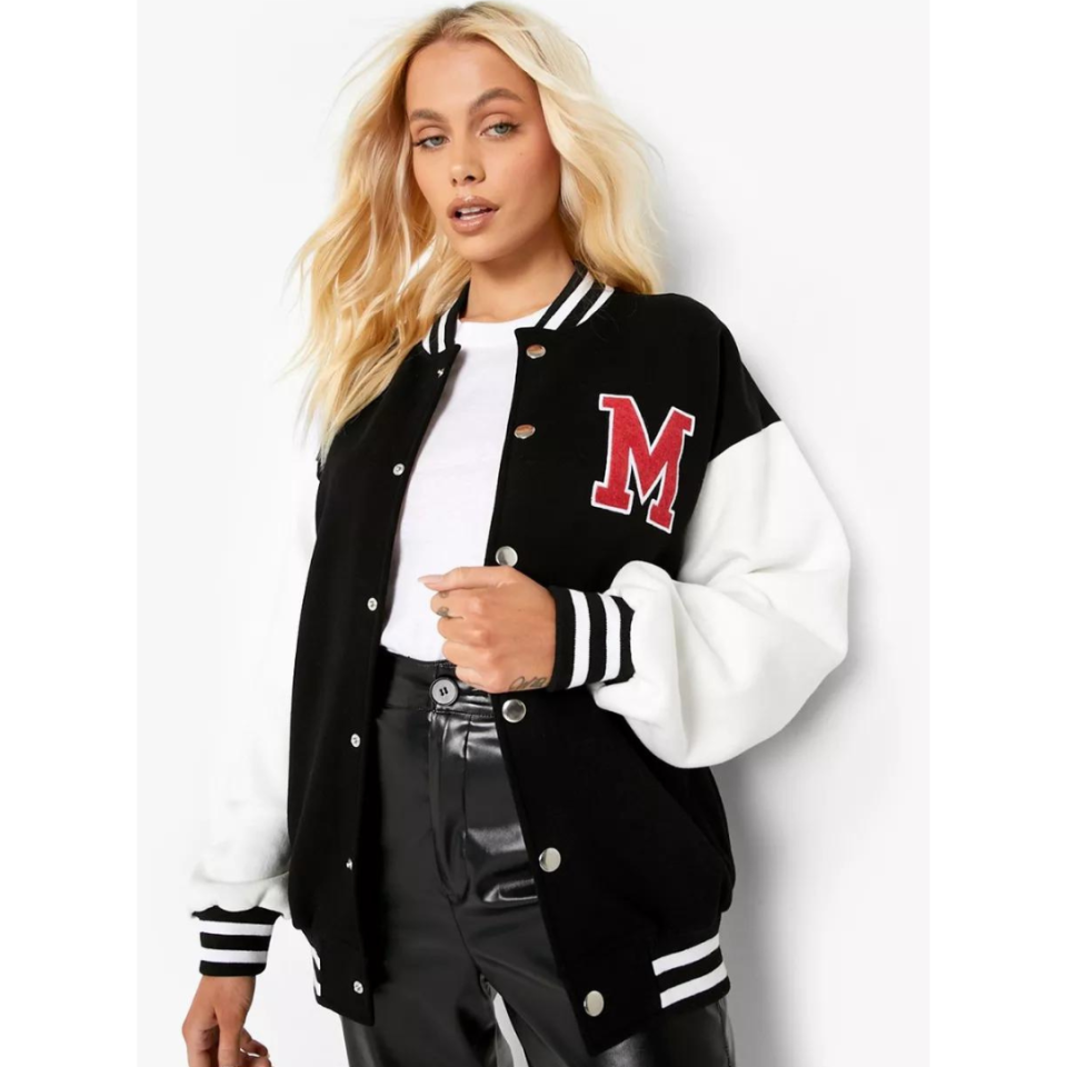 <p><a href="https://go.redirectingat.com?id=74968X1596630&url=https%3A%2F%2Fus.boohoo.com%2Fwomens%2Fcoats-jackets%2Fvarsity-jackets%23TZZ02278&sref=https%3A%2F%2Fwww.seventeen.com%2Ffashion%2Ftrends%2Fg41159789%2F90s-fashion-outfits%2F" rel="nofollow noopener" target="_blank" data-ylk="slk:Shop Now;elm:context_link;itc:0;sec:content-canvas" class="link ">Shop Now</a></p><p>Mâ Color Block Varsity Bomber Jacket</p><p>boohoo.com</p><p>$34.00</p>