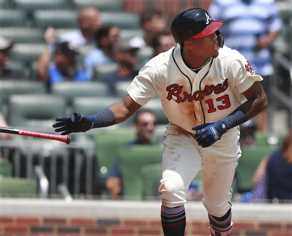 Ronald Acuña Jr., has hit a home run in seven of eight games and is now the youngest player in MLB history to go deep in five straight games. (AP)