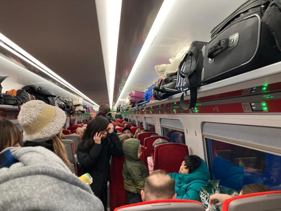 A crowded LNER train.