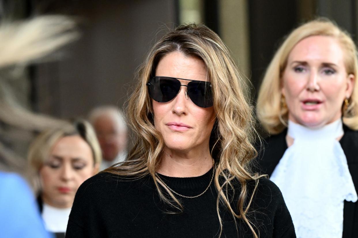 <span>Giggle for Girls founder Sall Grover at the federal court in Sydney, where a discrimination case brought by trans woman Roxanne Tickle is being heard.</span><span>Photograph: Bianca de Marchi/AAP</span>