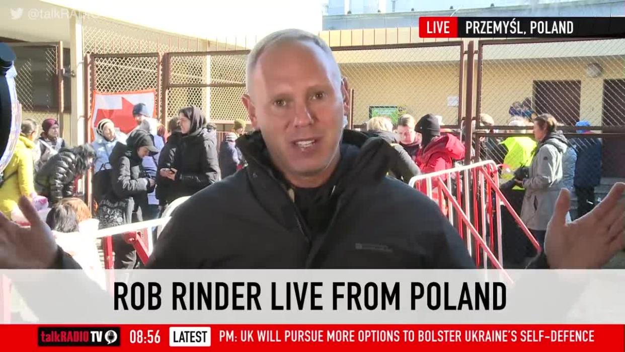 <p>Judge Rinder has called the UK's response to the refugee crisis in Ukraine a 'national embarrassment'. </p>
<p>The TV personality is reporting from the Polish border after travelling to find Strictly dancer Oksana Platero’s grandparents.</p>
<p>Credit: @talkRADIO via Twitter</p>