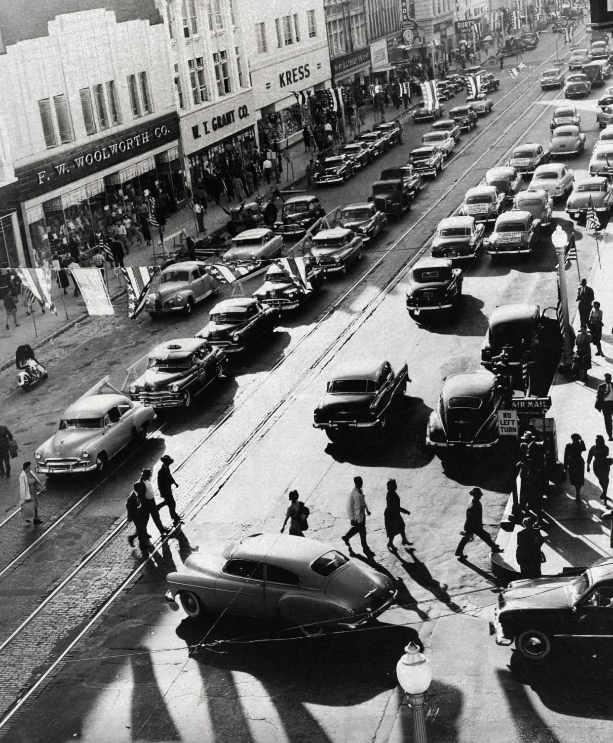 Woolworth and other stores downtown in 1951.