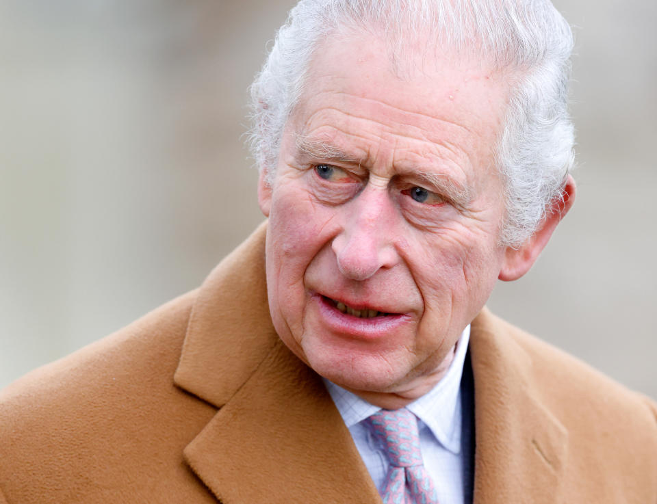 KING'S LYNN, UNITED KINGDOM - JANUARY 08: (EMBARGOED FOR PUBLICATION IN UK NEWSPAPERS UNTIL 24 HOURS AFTER CREATE DATE AND TIME) King Charles III attends the Epiphany service at the church of St Lawrence, Castle Rising near the Sandringham Estate on January 8, 2023 in King's Lynn, England. (Photo by Max Mumby/Indigo/Getty Images)