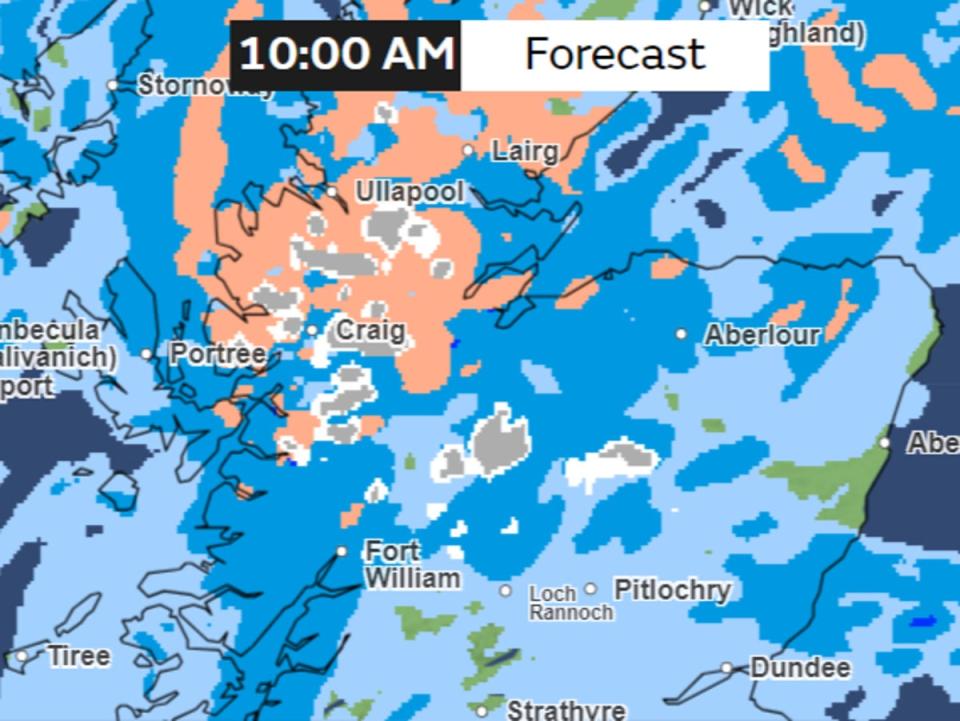 Met Office maps show areas expected to see some snow in grey and white (Met Office)
