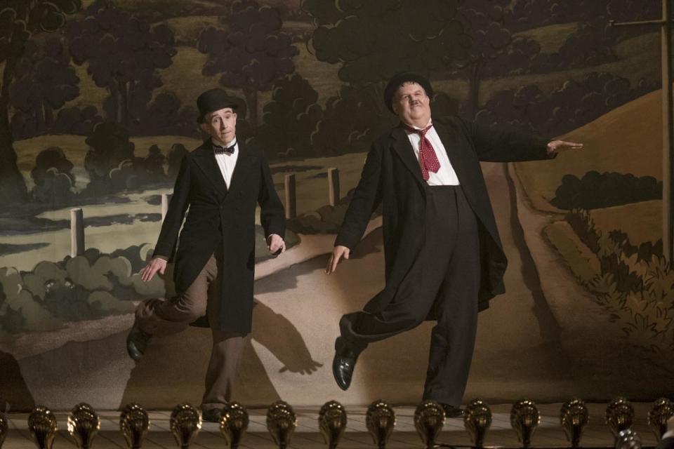 This image released by Sony Pictures Classics shows Steve Coogan as Stan Laurel, left, and John C. Reilly as Oliver Hardy in a scene from “Stan & Ollie.” (Sony Pictures Classics via AP)