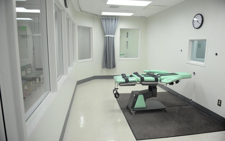 The lethal injection chamber at San Quentin State Prison in California - Wally Skalij /Los Angeles Times 