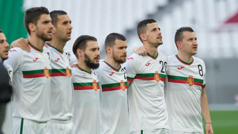 Players for the Bulgarian national team prepare to face Croatia in a friendly in March 2022. - Simon Holmes/Getty Images