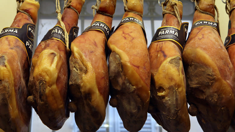 Parma hams hanging