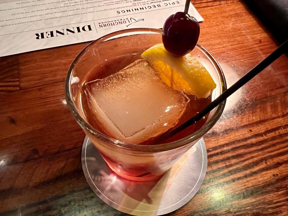 old-fashioned at longhorn with garnish