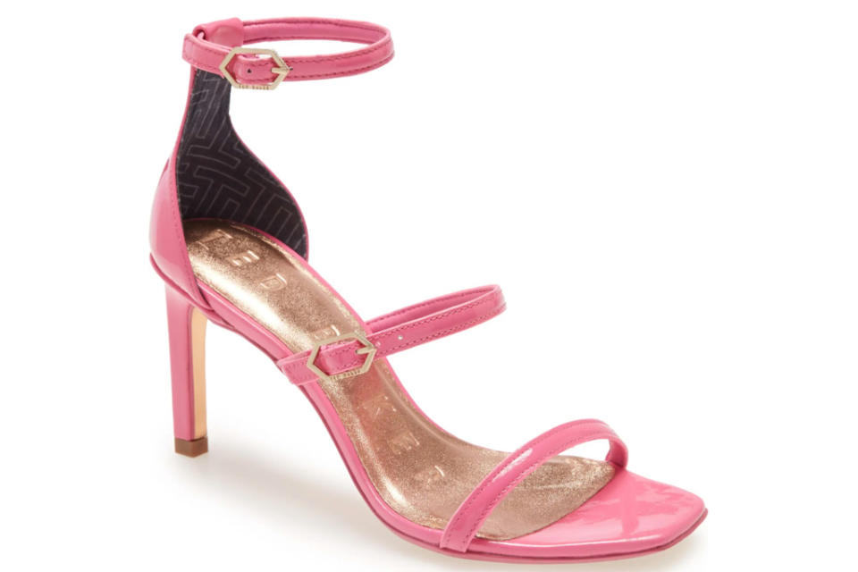 pink sandals, square-toe, ted baker