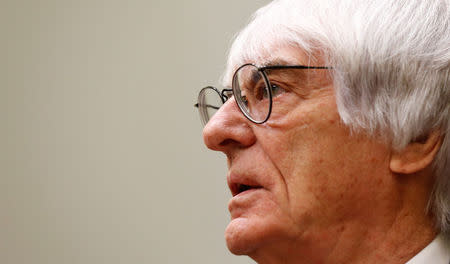 FILE PHOTO - Formula One chief executive Bernie Ecclestone arrives in court in Munich April 24, 2014. REUTERS/Michaela Rehle/File Photo