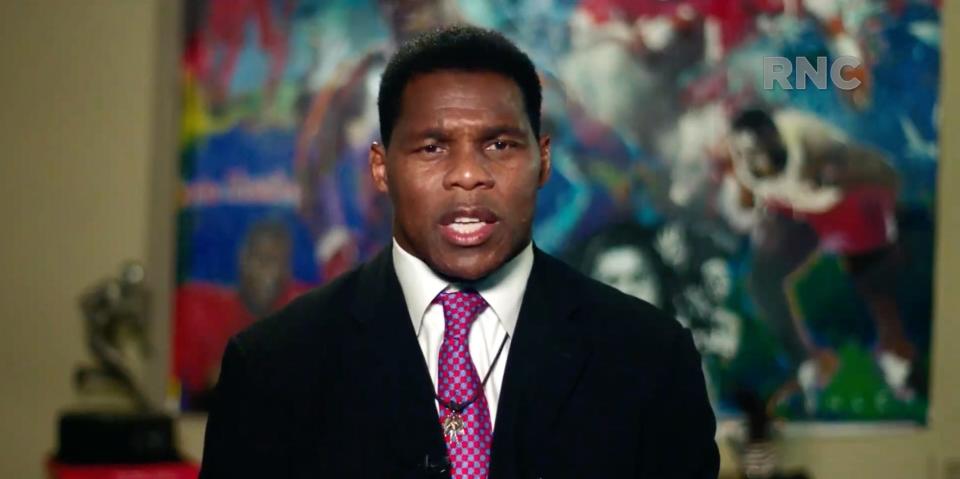 Former football player Herschel Walker speaks during the Republican National Convention.