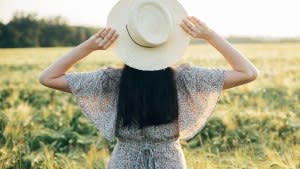 Woman-Wearing-Chiffon-Dress-Stock-Photo