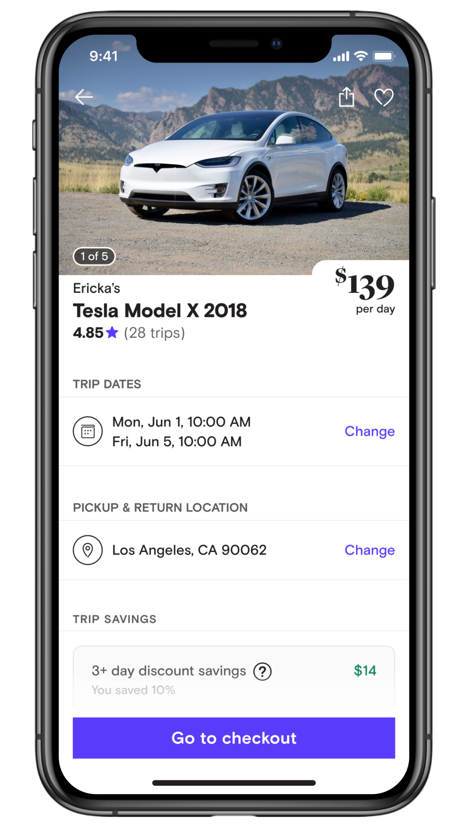 Turo vehicle details screen (Provided by Turo)