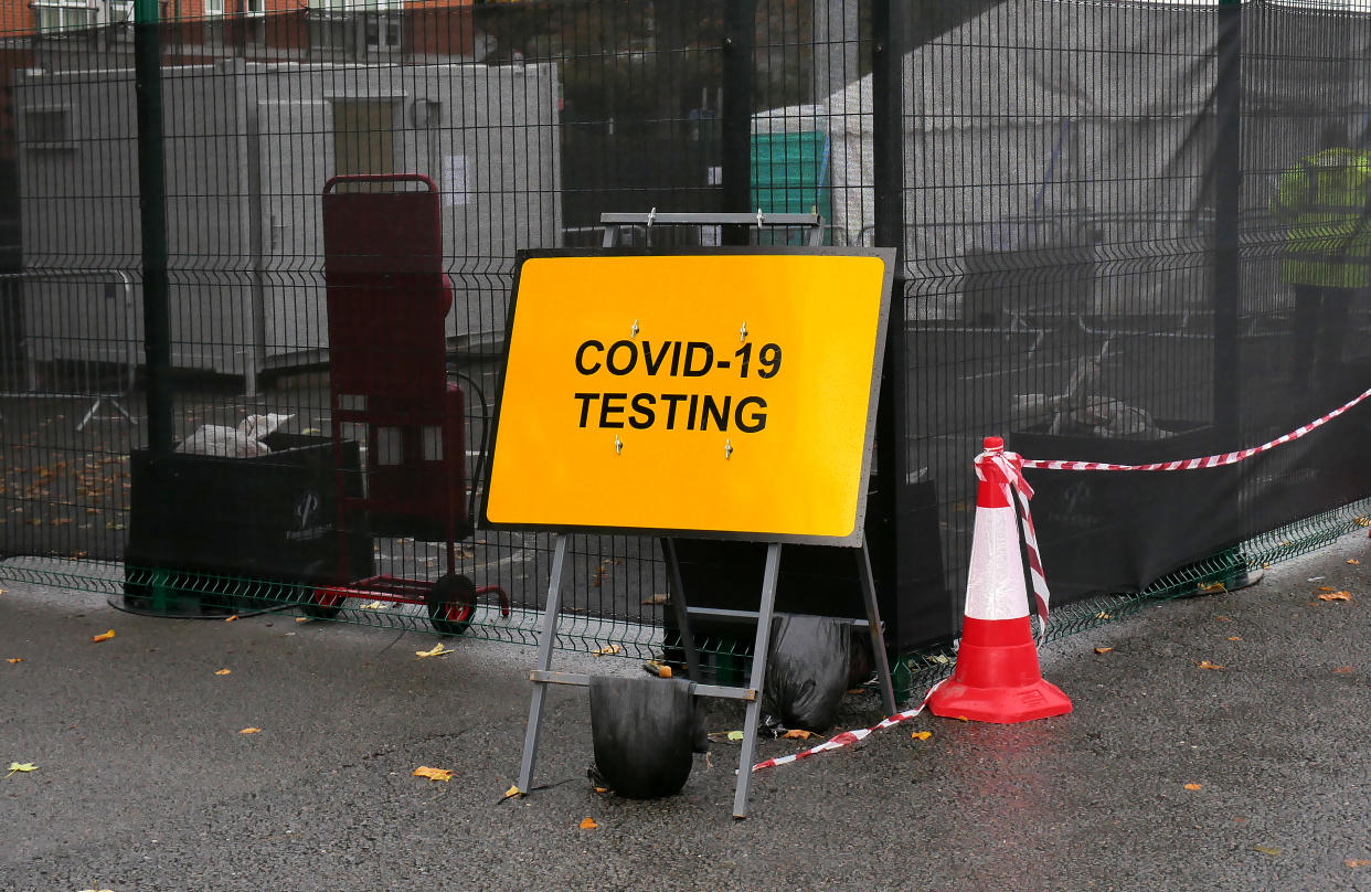 A Covid-19 testing centre in Forest Fields Park and Ride in Nottingham, UK on Friday October 23, 2020. 