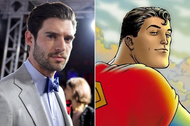 Matt Winkelmeyer/Getty; DC Comics David Corenswet will play the new Clark Kent/Kal-El in 'Superman'