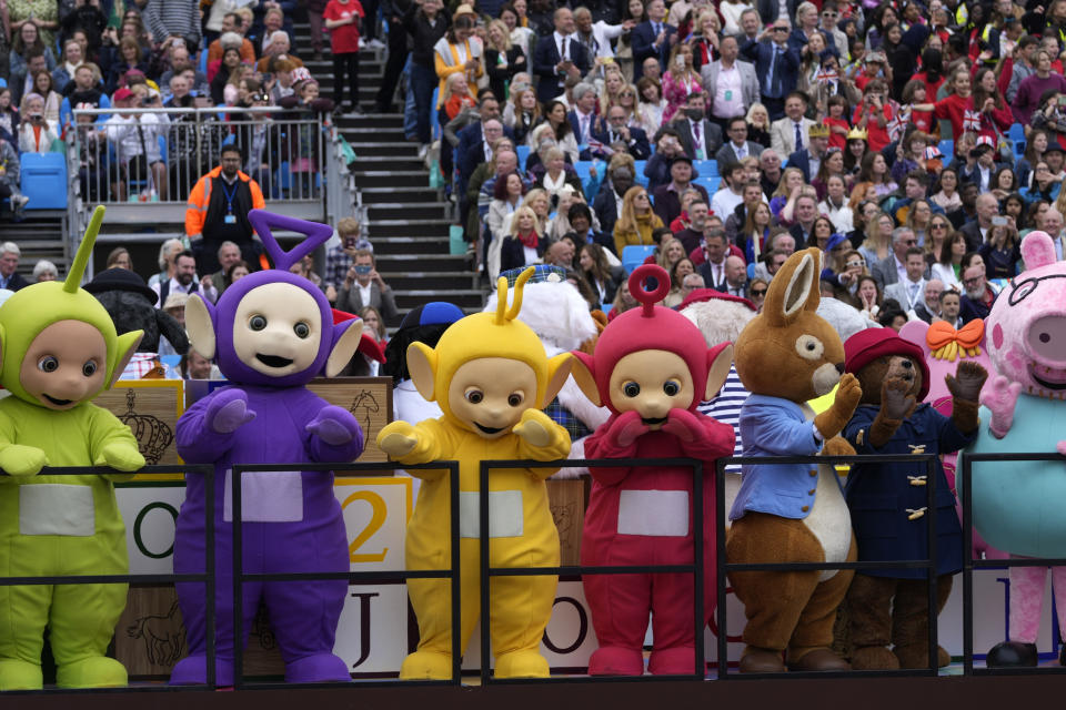 Children's TV characters from shows such as Teletubbies and Peppa Pig formed part of the pageant. (PA)