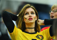 <p>A Belgium fan before the match </p>