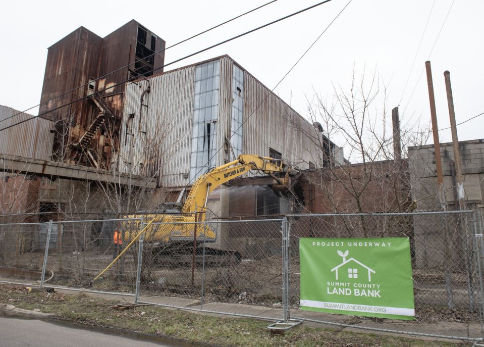 Butcher & Son Excavating of Akron begins tearing down the former Atlantic Foundry Co. complex Thursday along Annadale Avenue. The company operated from 1905 to 1988.