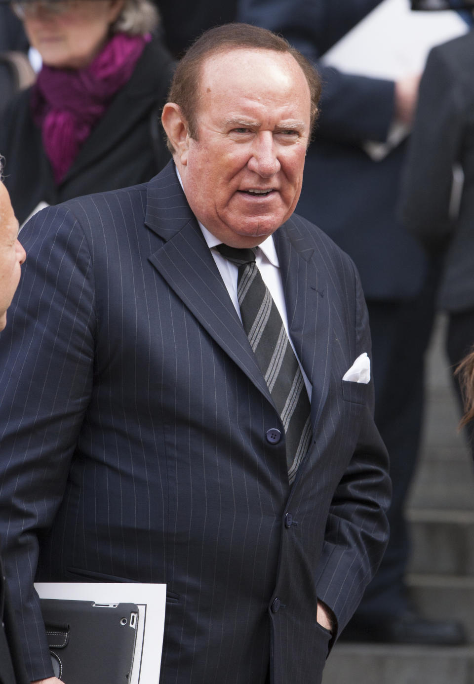 Broadcaster Andrew Neil leaves St Paul's Cathedral, central London, following the funeral service of Baroness Thatcher.   (Photo by Chris Ison/PA Images via Getty Images)
