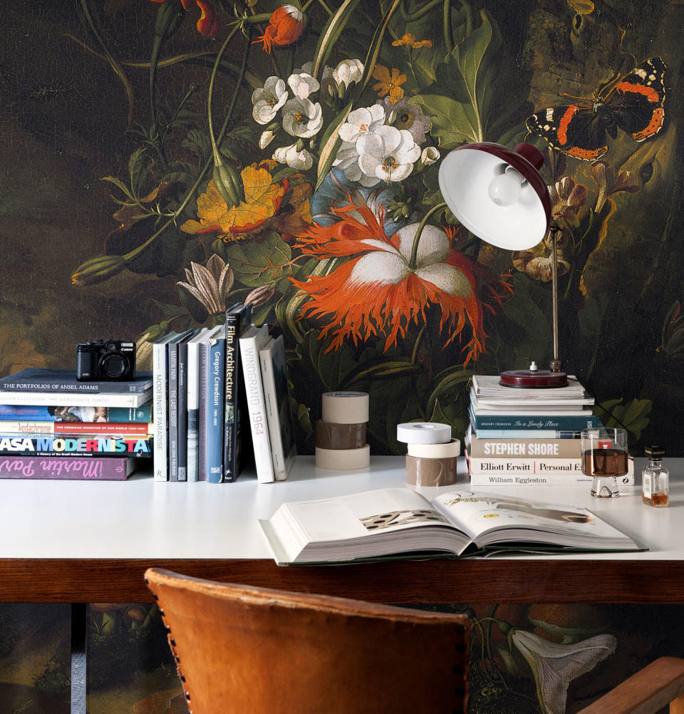 <p> Choosing an image you love and having it turned into a mural is a great way to add character to an office space. Wallpaper and murals are a great way to help distract from messy desks. </p> <p> 'A core belief of many designers is that every living space should have a focal point,' says Michael Ayerst, Managing Director at Surface View. 'Wallpaper murals depicting large motif designs fill this role wonderfully, even in small spaces, forcing the viewer to appreciate the artists' intricate detailing at a close range.’ </p> <p> Incorporating stimulating artwork like this design in your workspace is sure to encourage creativity and inspire. </p>