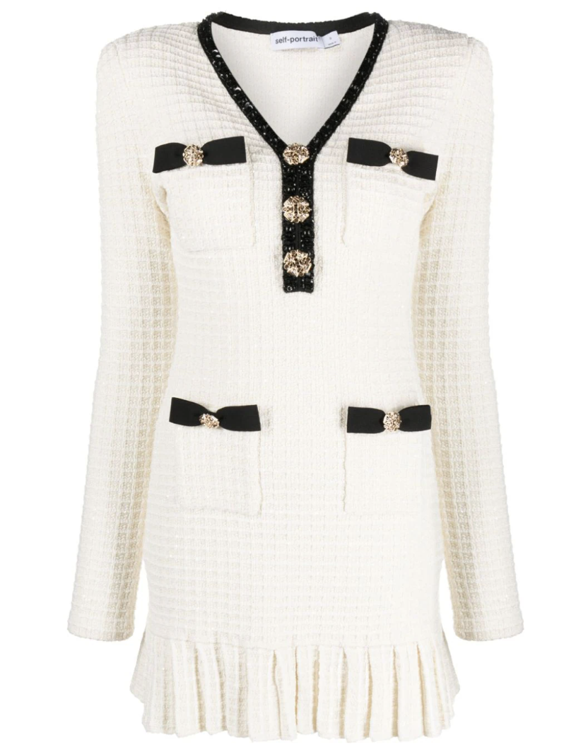 Self-Portrait waffle-knit minidress. (PHOTO: Farfetch)