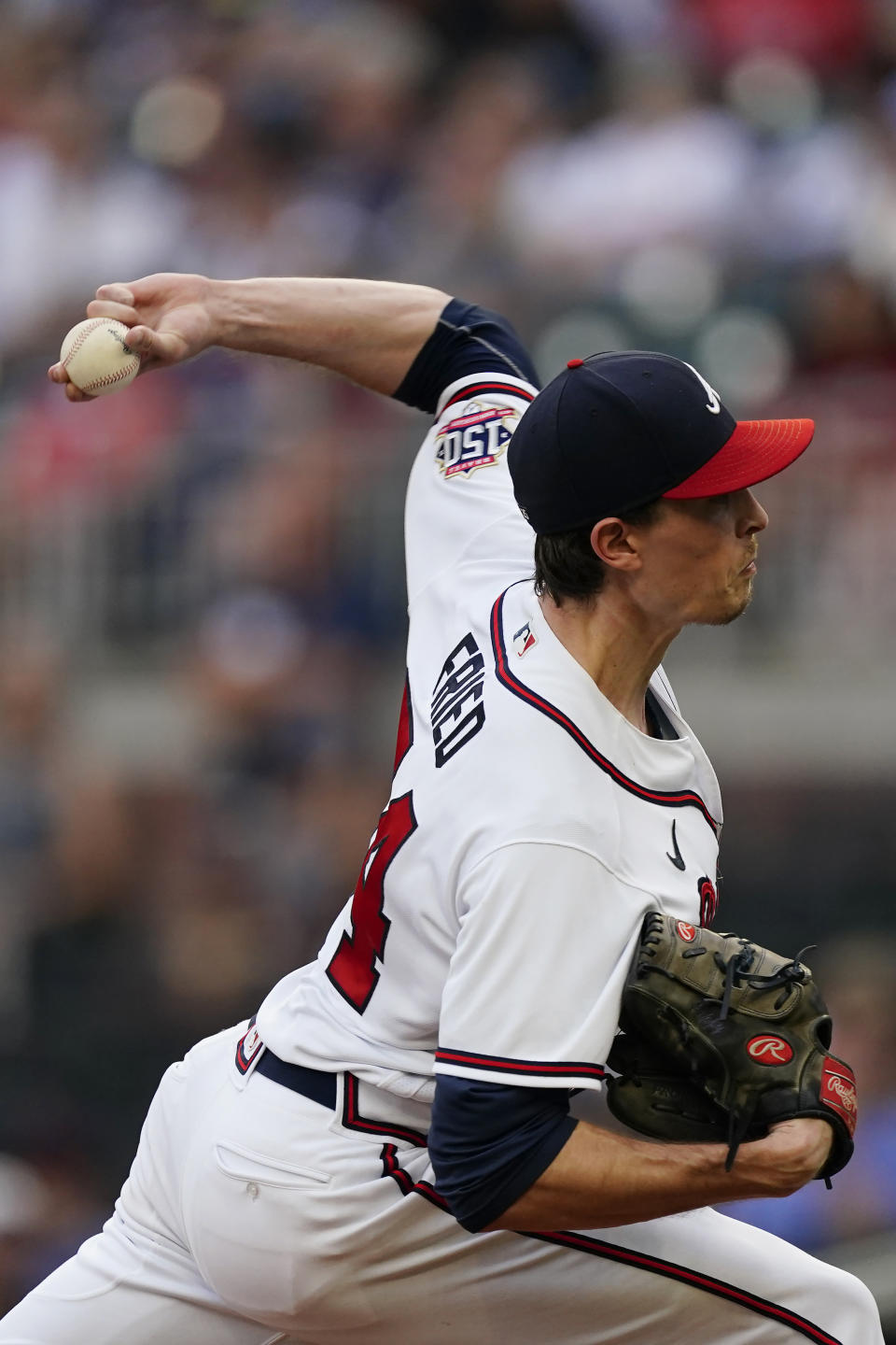 Atlanta Braves starting pitcher Max Fried works against the New York Mets during the second inning of a baseball game Wednesday, June 30, 2021, in Atlanta. (AP Photo/John Bazemore)