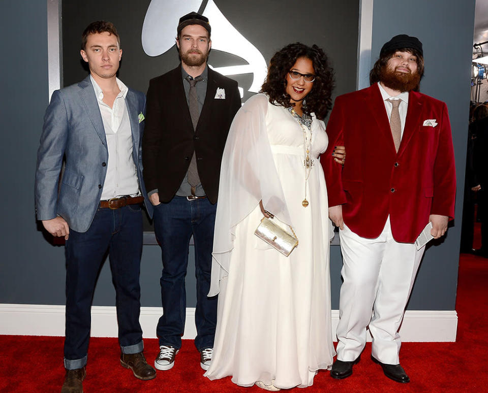 The 55th Annual GRAMMY Awards - Red Carpet: Steve Johnson, Brittany Howard, Zac Cockrell and Heath Fogg of Alabama Shakes