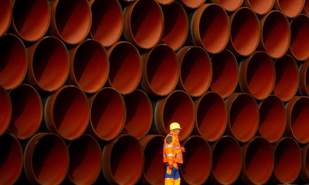 Worker at the Nord Stream 2 facility