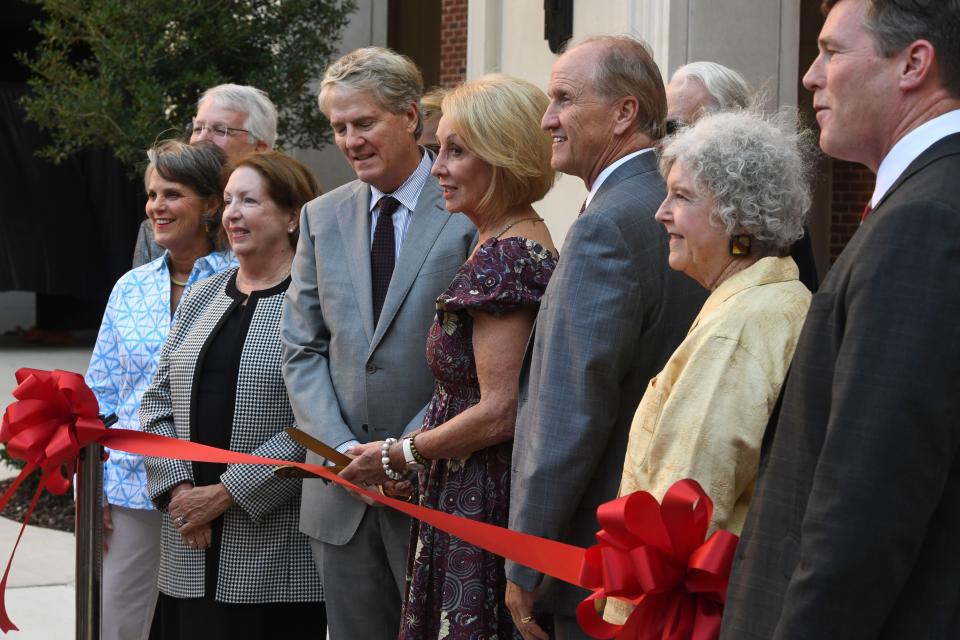 Sep 14, 2022; Tuscaloosa, AL, USA; The University of Alabama officially cut the ribbon on the new Julia Tutwiler Hall, a dormitory for freshmen women, that replaces the old Tutwiler Hall that was demolished earlier this year in a ceremony Wednesday, Sept. 14, 2022. Mandatory Credit: Gary Cosby Jr.-Tuscaloosa News