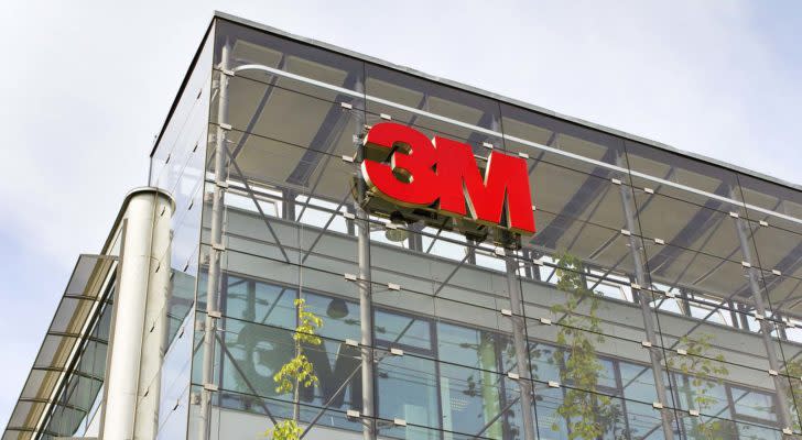 3M (MMM) logo on glass front of building