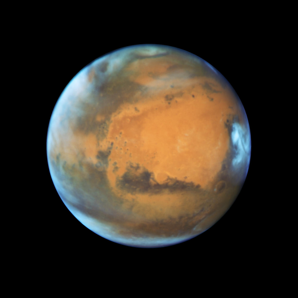 The planet Mars is shown May 12, 2016 in this NASA Hubble Space Telescope view taken May 12, 2016 when it was 50 million miles from Earth. Photo from NASA/Handout via Reuters.