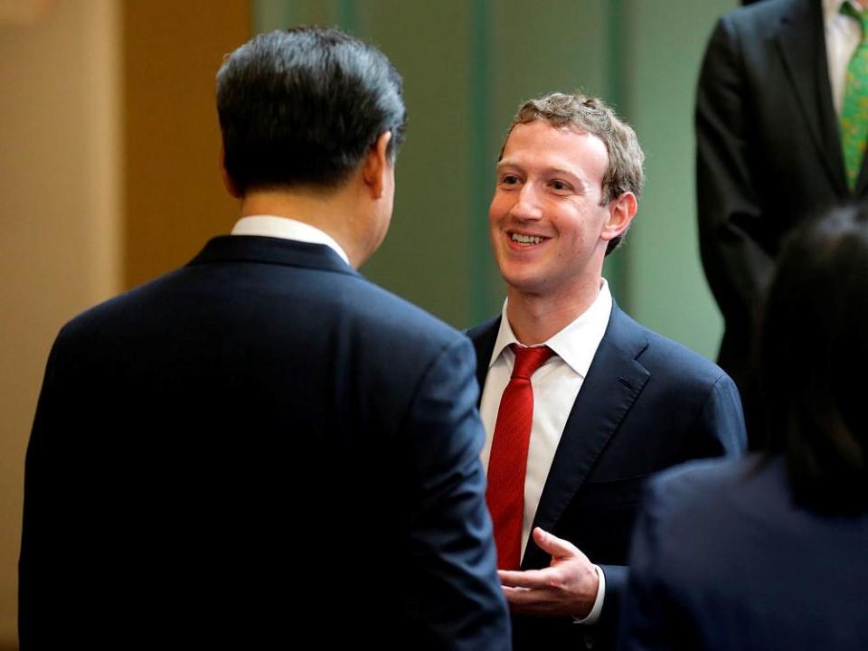 Chinese President Xi Jinping talks with Facebook CEO Mark Zuckerberg during a 2015 meeting. Facebook is currently banned in China: Getty Images